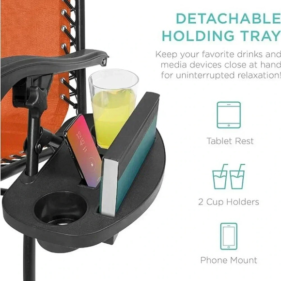 Adjustable Steel Mesh Zero Gravity Lounge Chair Recliner w/Pillow and Cu… - Picture 7 of 8